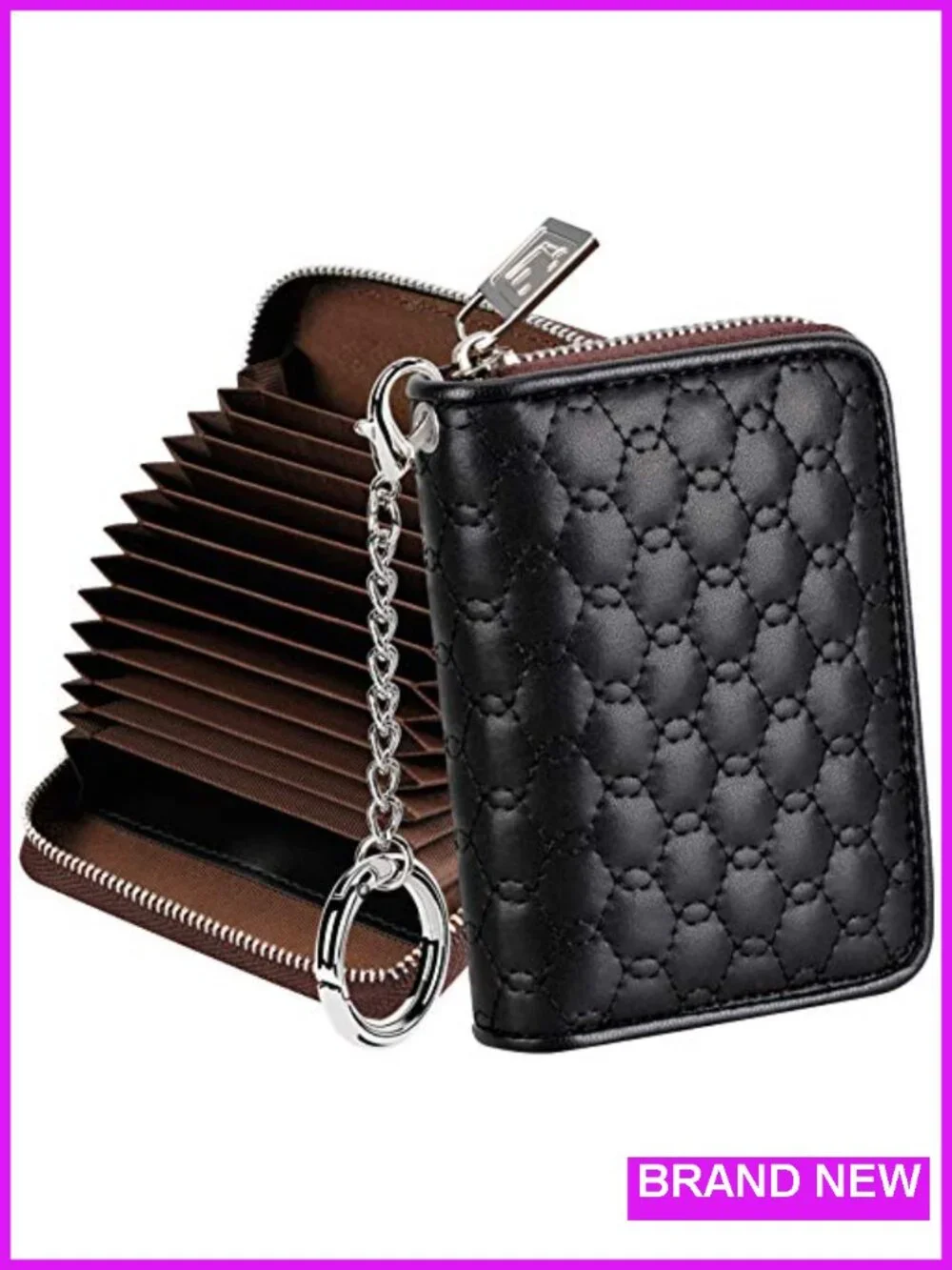 RFID Blocking Zipper Wallet with Keychain Holder for Women